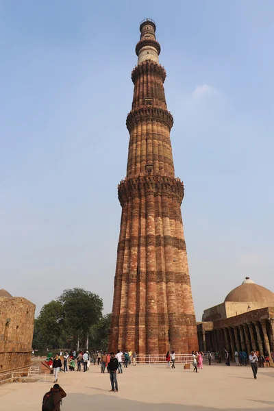 Qutub Minar Delhi Jest Jednym Najwyższych Najbardziej Znanych Wież Świecie — Zdjęcie stockowe