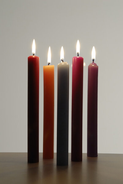 Candles, detail on white background