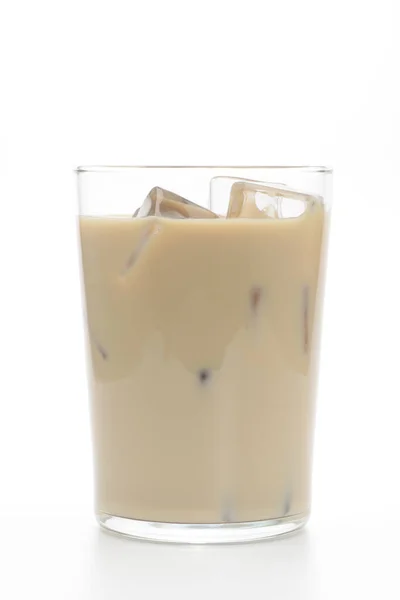 Bicchiere Caffè Con Latte Con Sfondo Bianco Fotografia Stock