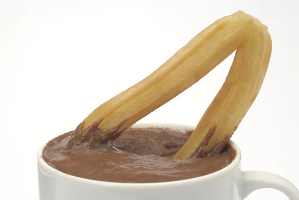 Chocolate quente com churros — Fotografia de Stock