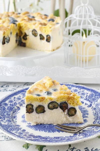 Bit av blueberry cheesecake — Stockfoto