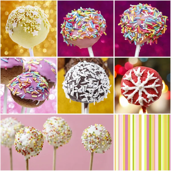 Collage mit Cake Pops — Stockfoto