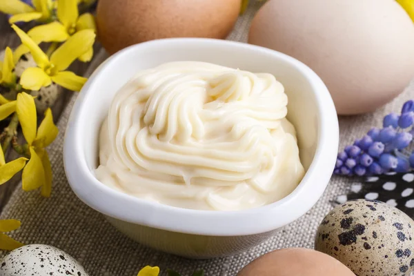 Bowl of mayonnaise — Stock Photo, Image