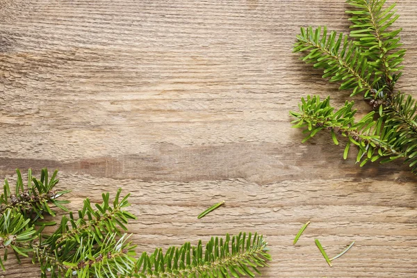 Rami di abete su sfondo di legno — Foto Stock