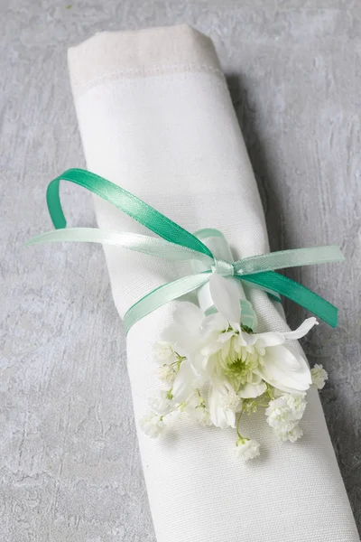 Florist at work. How to make napkin ring with chrysanthemum flow