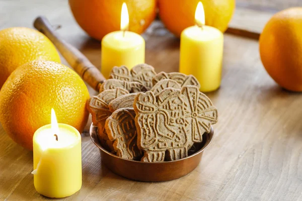 Speculaas is a type of spiced shortcrust biscuit, traditionally — Stock Photo, Image