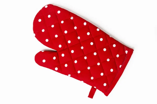 Red dotted kitchen glove — Stock Photo, Image