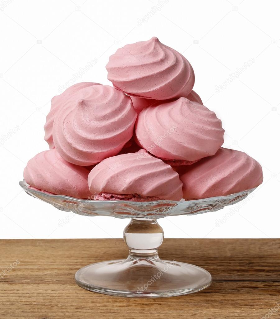 Pink meringues dessert