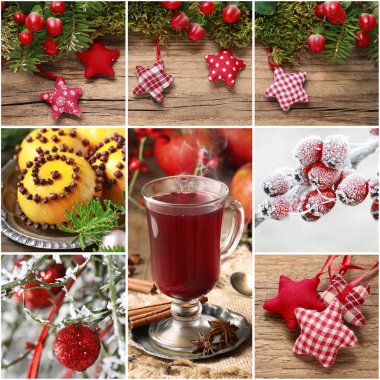 Noel süslemeleri ile kolaj.