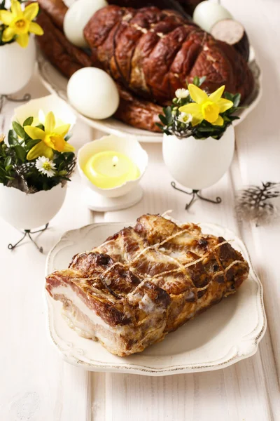 Bacon on the Easter table — Stock Photo, Image