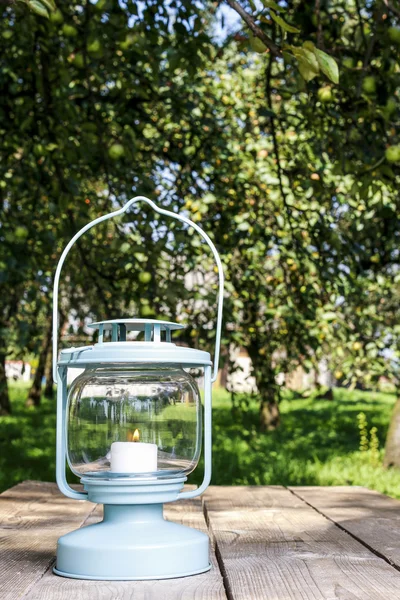 Iron lantern in the garden — Stock Photo, Image