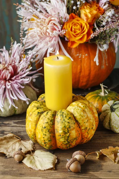 Candle in pumpkin — Stock Photo, Image