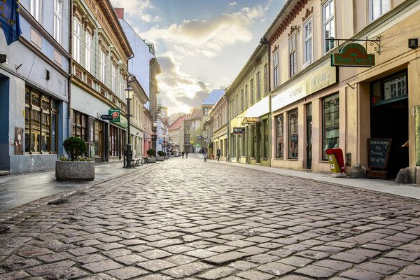 Cobbled streets of Bielsko Biala, Poland.