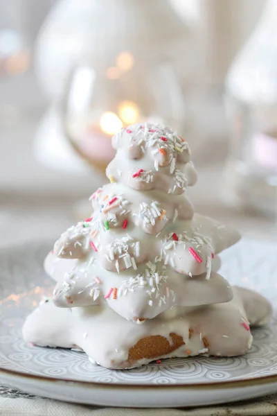 Árbol Navidad Pan Jengibre Hermoso Postre Invierno Tiempo Festivo —  Fotos de Stock