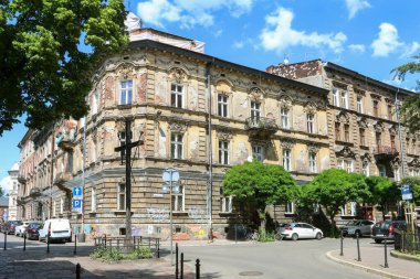 Polonya, Krakow 'daki eski apartmanlar.