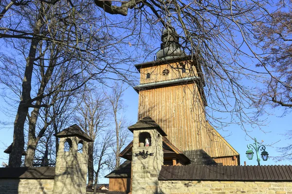 Historický Dřevěný Kostel Krzeczowě Jeho Okolí — Stock fotografie