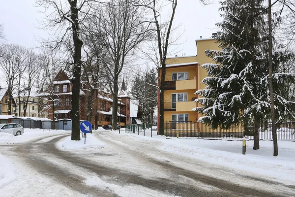 Streets Residential Buildings Winter Zakopane Poland — Stock Photo, Image