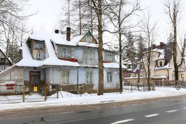 Gator Och Bostadshus Vintern Zakopane Polen — Stockfoto