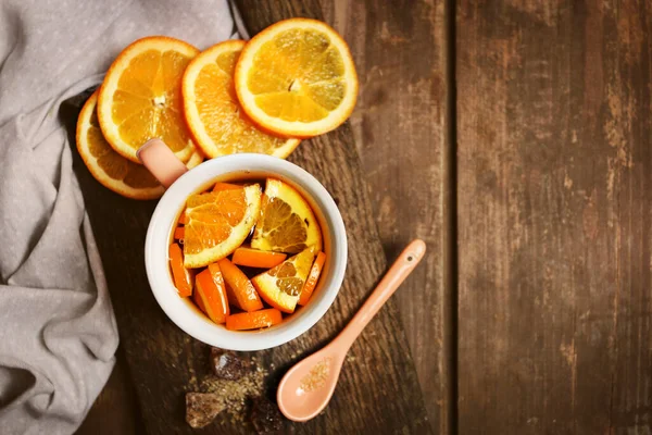 Hot Tea Fresh Oranges Party Drink — Stock Photo, Image