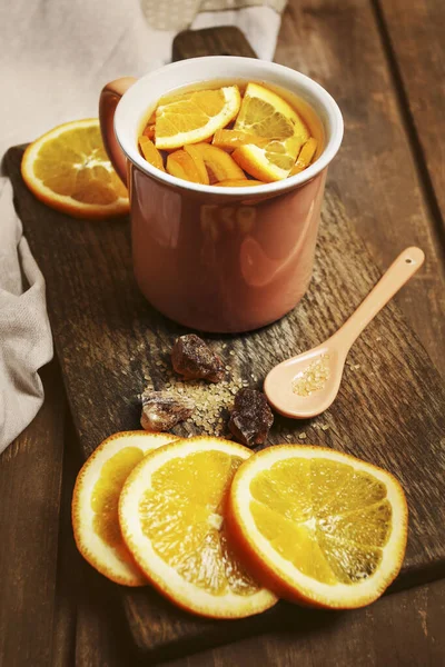 Hot Tea Fresh Oranges Party Drink — Stock Photo, Image