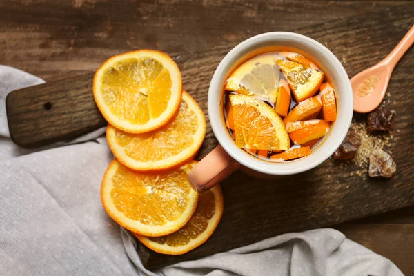 Hot Tea Fresh Oranges Party Drink — Stock Photo, Image