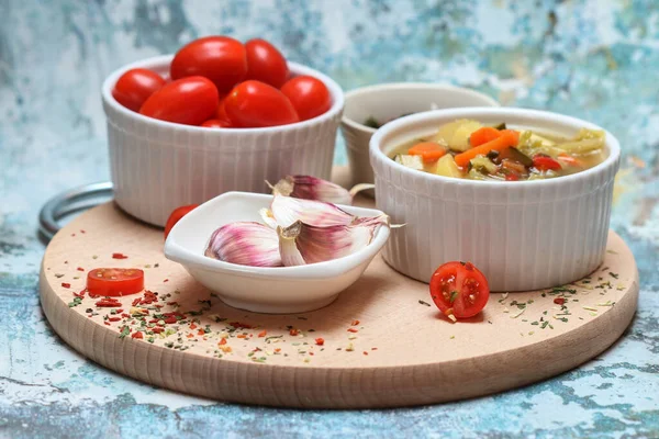 Portion Vegetable Soup Homemade Dinner Lunch Time — Stock Photo, Image