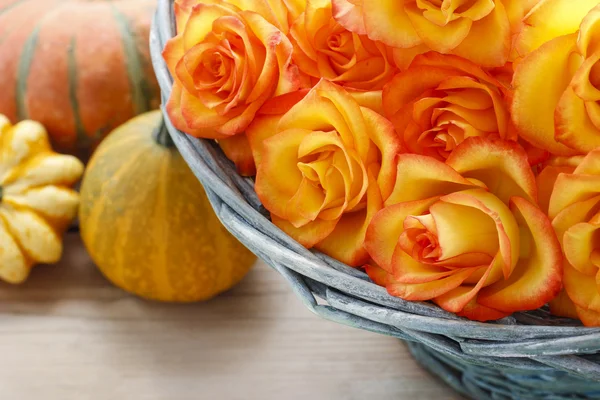 Coș de trandafiri portocalii — Fotografie, imagine de stoc