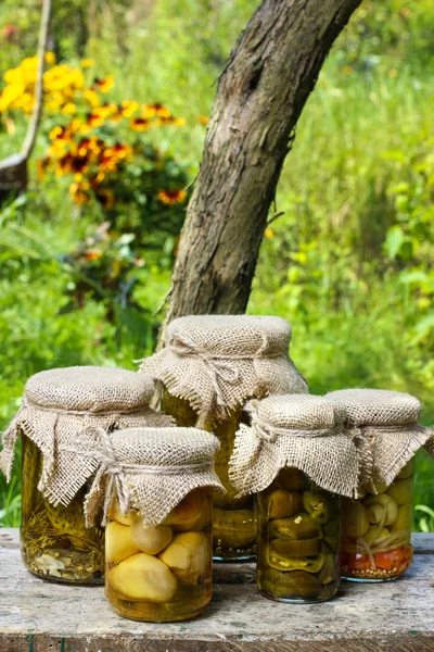 Pickled mushrooms and cucumbers — Stock Image Pickled mushrooms and cucumbers Stock Photo