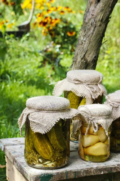 Pickled mushrooms and cucumbers — Stock Image Pickled mushrooms and cucumbers Stock Picture