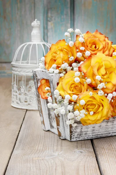 Bouquet of orange roses, copy space — Stock Photo, Image