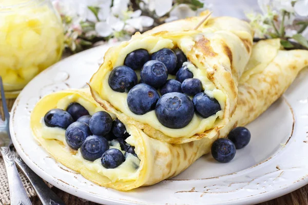 Pannenkoeken met bosbessen — Stockfoto