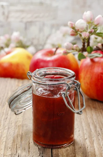 Strawberry jam in preserving glass — Stock Photo, Image