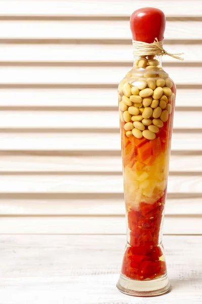 Colorful pickled vegetables in preserving glass — Stock Photo, Image