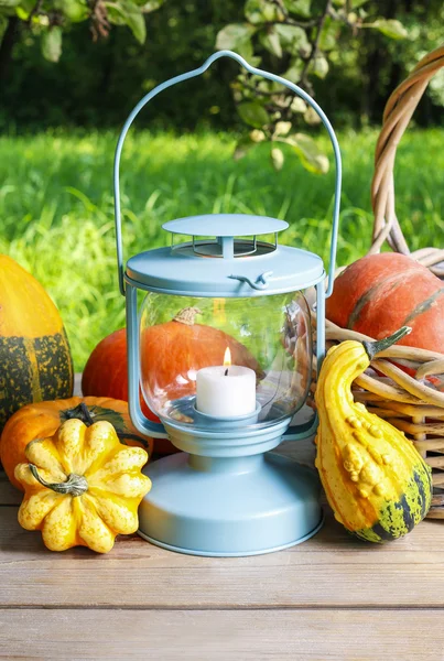 Citrouilles et légumes marinés en verre — Photo