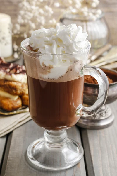 Irish coffee on wooden table — Stock Photo, Image