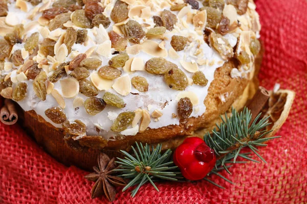 Panettone wrapped as a christmas gift — Stock Photo, Image