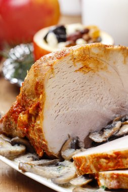 dilimlenmiş jambon. seçici odak