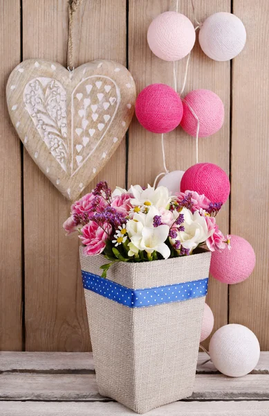 Bouquet of carnations and freesia flowers — Stock Photo, Image