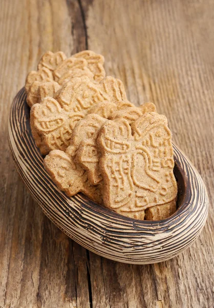 Bowl of speculaas biscuits — Stock Photo, Image