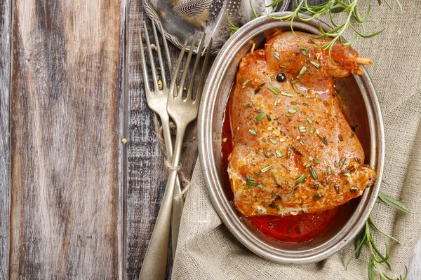 Rabbit meat with herbs — Stock Photo, Image