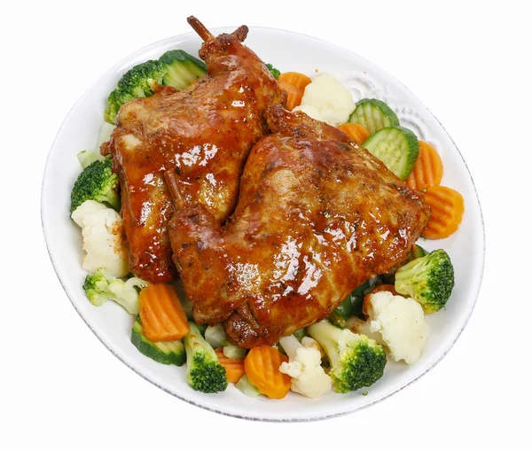 Roasted rabbit with vegetables — Stock Photo, Image