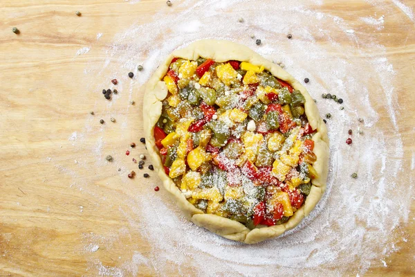 Vegetable galette before baking — Stock Photo, Image