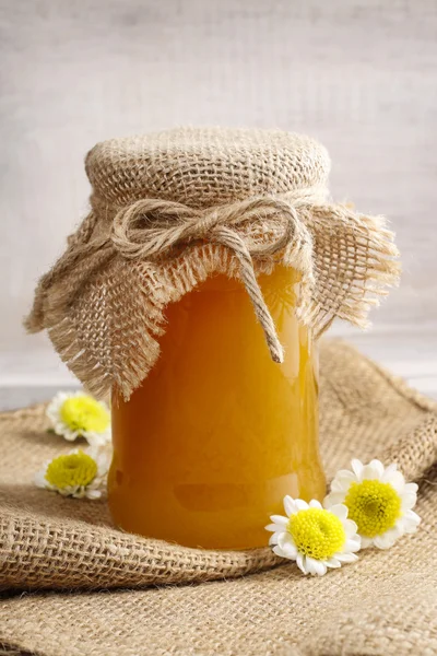 Jar of honey, copy space — Stock Photo, Image