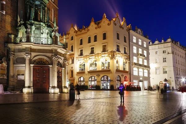 Ancient tenements by Main Market Square (Rynek) in Krakow, Polan — Stock Photo, Image