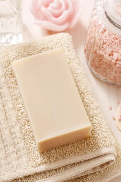 Bar of natural handmade soap — Stock Photo, Image