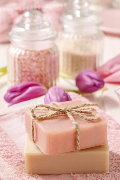 Två barer naturliga handmade SOAP — Stockfoto