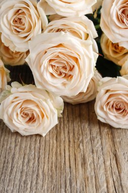 ahşap zemin üzerinde pastel pembe güller