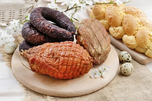 Smoked ham and sausage — Stock Image Smoked ham and sausage Royalty Free Stock Photos