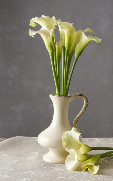 陶製の花瓶でホワイト カラー (カラー) の花束 — ストック写真