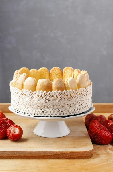 French charlotte cake with blueberries — Stock Photo, Image